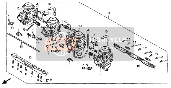 Honda CB750F2 1997 Ensamblaje del carburador para un 1997 Honda CB750F2