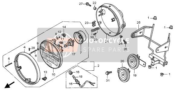 Honda CB750F2 1997 HEADLIGHT (UK) for a 1997 Honda CB750F2