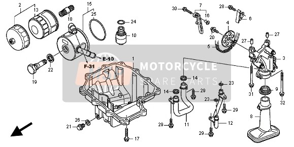 Honda CBR600RA 2012 Colector de aceite & Bomba de aceite para un 2012 Honda CBR600RA