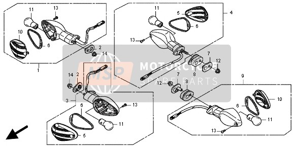 Honda CBR600RA 2012 BLINKER für ein 2012 Honda CBR600RA