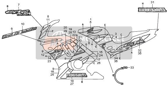 17507MAL600ZB, Stripe A, R. Fuel Tank (###) *TYPE2* (TYPE2 ), Honda, 0