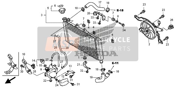 Honda NC700D 2012 RADIATOR for a 2012 Honda NC700D