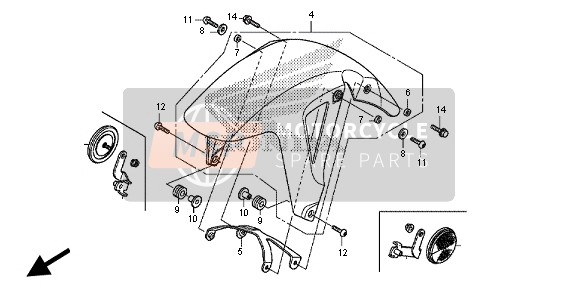 Honda NC700SD 2012 Parafango anteriore per un 2012 Honda NC700SD