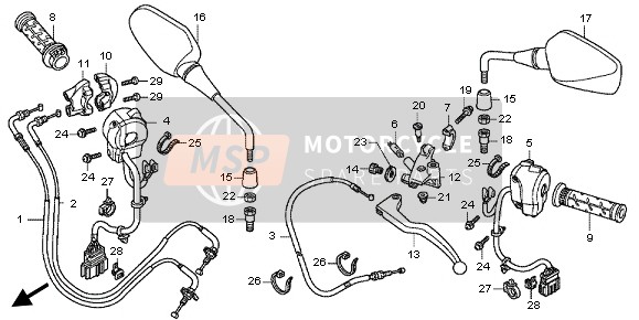 Honda NC700X 2012 HANDLE LEVER & SWITCH & CABLE for a 2012 Honda NC700X