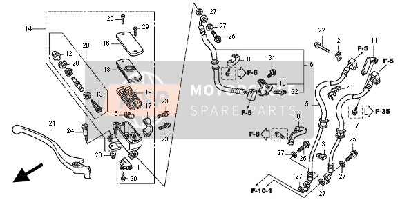 Honda NC700XA 2012 FR. BRAKE MASTER CYLINDER for a 2012 Honda NC700XA