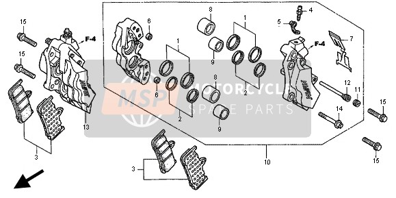 Honda CB1300X4 1997 Pinza freno anteriore per un 1997 Honda CB1300X4