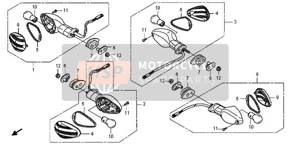 Honda VFR800X 2012 Indicator voor een 2012 Honda VFR800X