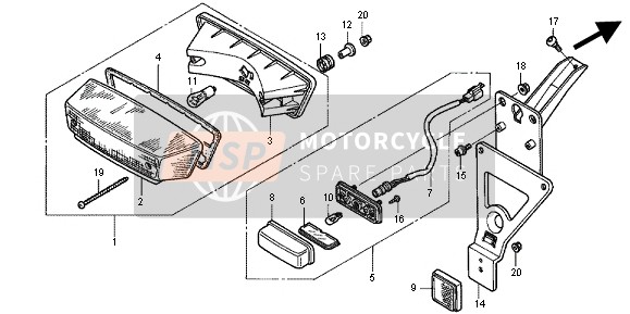 Honda CB1300X4 1997 TAILLIGHT for a 1997 Honda CB1300X4