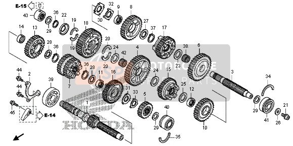 23431MGE700, Gear, Mainshaft Second (20T), Honda, 0