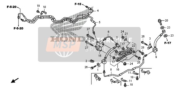 43311MGH640, Pipe Comp. A, Rr. Brake, Honda, 0