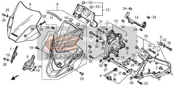 Honda VFR1200XD 2012 Carenatura superiore per un 2012 Honda VFR1200XD