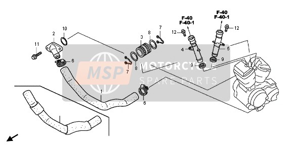 Honda VT750C2B 2012 Conduite d'eau pour un 2012 Honda VT750C2B