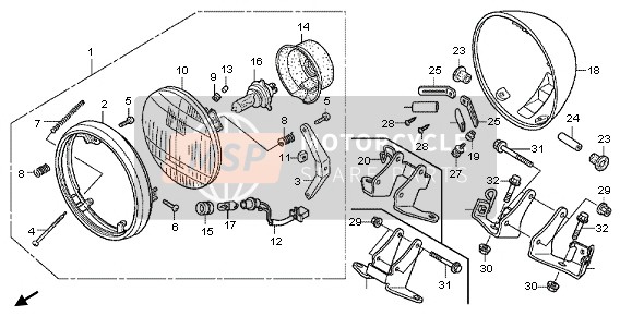 Honda VT750C2B 2012 SCHEINWERFER für ein 2012 Honda VT750C2B