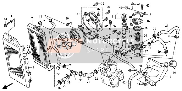 Honda VT750C2B 2012 Radiator voor een 2012 Honda VT750C2B