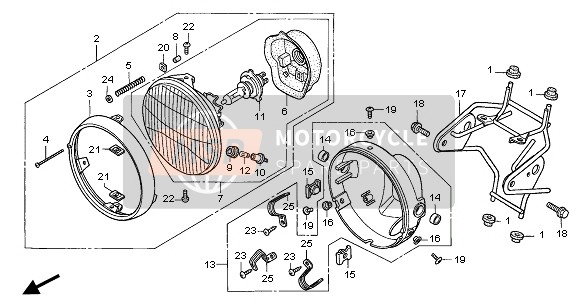 Honda CBF500 2006 HEADLIGHT (EU) for a 2006 Honda CBF500