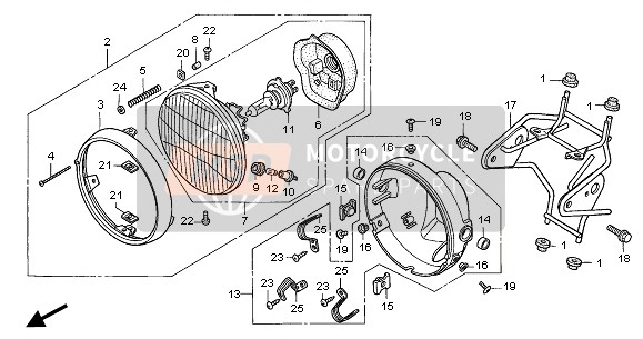 Honda CBF500A 2006 HEADLIGHT (UK) for a 2006 Honda CBF500A