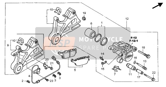 Honda CBF500A 2006 REAR BRAKE CALIPER for a 2006 Honda CBF500A