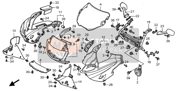 64230MALE00ZC, Cowl Set, R. Upper (Wl) *TYPE2 * (TYPE2 ), Honda, 0