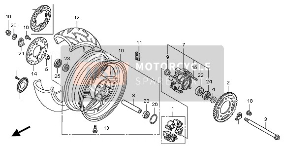 Honda CBF600S 2006 Ruota posteriore per un 2006 Honda CBF600S