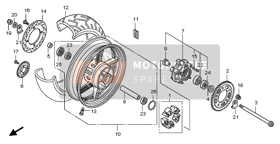 Honda CBF1000A 2006 REAR WHEEL for a 2006 Honda CBF1000A