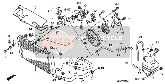 Honda CBF1000A 2006 Radiator voor een 2006 Honda CBF1000A