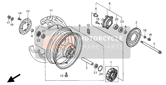 Honda CBR600F 2006 REAR WHEEL for a 2006 Honda CBR600F