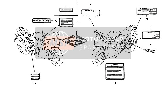 Honda CBR600F 2006 Etiqueta de precaución para un 2006 Honda CBR600F