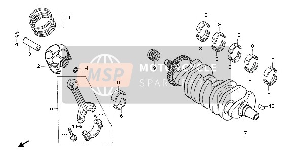 Honda CBR600RR 2006 CRANKSHAFT & PISTON for a 2006 Honda CBR600RR