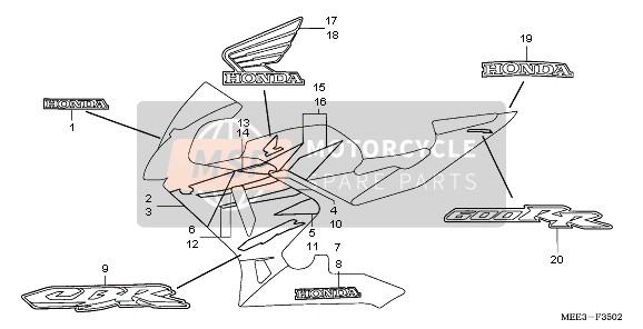 64585MEED10ZB, Stripe, R. Air Duct Cover *TYPE2 * (TYPE2 ), Honda, 0