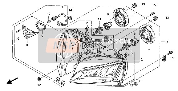 Honda CBR1000RR 2006 Koplamp (UK) voor een 2006 Honda CBR1000RR