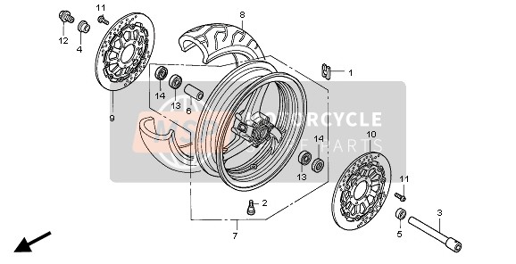 Honda CBR1000RR 2006 FRONT WHEEL for a 2006 Honda CBR1000RR