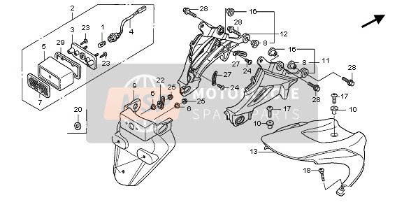 Honda CBR1000RR 2006 Garde-boue arrière pour un 2006 Honda CBR1000RR