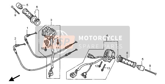 Honda CBR1100XX 2006 Commutateur & Câble pour un 2006 Honda CBR1100XX