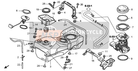 Honda GL1800A 2006 Depósito de combustible para un 2006 Honda GL1800A