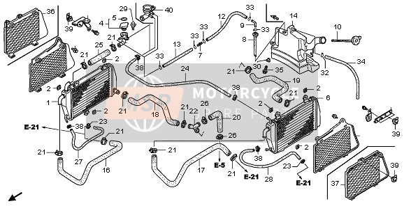 Honda GL1800A 2006 Radiator voor een 2006 Honda GL1800A