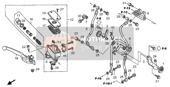 Honda NT700V 2006 FR. BRAKE MASTER CYLINDER for a 2006 Honda NT700V