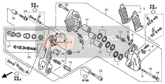 Honda ST1300 2006 L. FRONT BRAKE CALIPER for a 2006 Honda ST1300