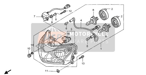 Honda ST1300A 2006 Koplamp (EU) voor een 2006 Honda ST1300A