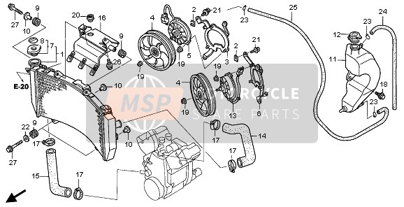 Honda ST1300A 2006 Radiador para un 2006 Honda ST1300A