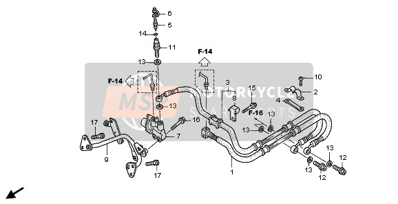 Honda VFR800 2006 Manguera de freno trasero para un 2006 Honda VFR800