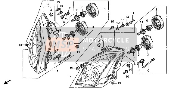 Honda VFR800A 2006 HEADLIGHT (UK) for a 2006 Honda VFR800A