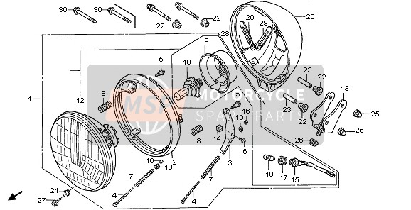 Honda VT125C 2006 HEADLIGHT (UK) for a 2006 Honda VT125C