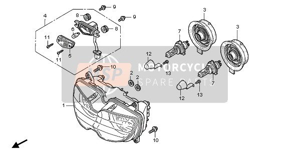 Honda CBR900RR 1995 HEADLIGHT (UK) for a 1995 Honda CBR900RR