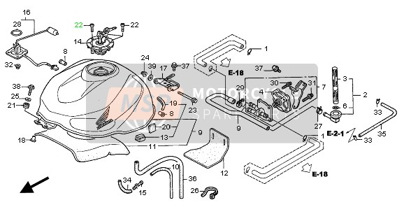 Honda VTR1000F 2006 Réservoir d'essence pour un 2006 Honda VTR1000F