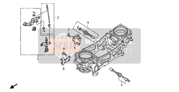 Honda VTR1000SP 2006 Cuerpo del acelerador (Partes componentes) para un 2006 Honda VTR1000SP