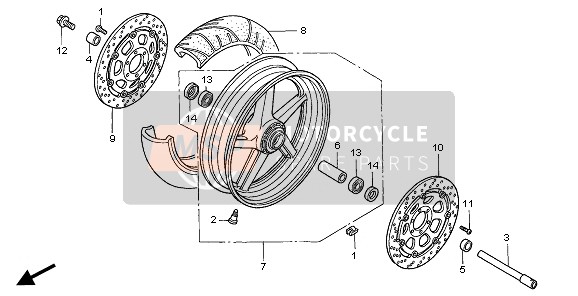 Honda VTR1000SP 2006 FRONT WHEEL for a 2006 Honda VTR1000SP