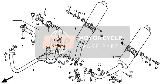 Honda VTR1000SP 2006 Silenziatore di scarico per un 2006 Honda VTR1000SP