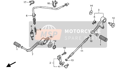 Honda VTR1000SP 2006 Pédale pour un 2006 Honda VTR1000SP