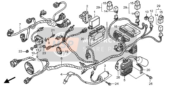 Honda VTR1000SP 2006 Cablaggio (Posteriore) per un 2006 Honda VTR1000SP