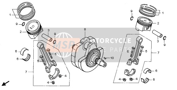 Honda VTX1300S 2006 CRANKSHAFT & PISTON for a 2006 Honda VTX1300S